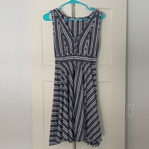 Blue and white striped dress